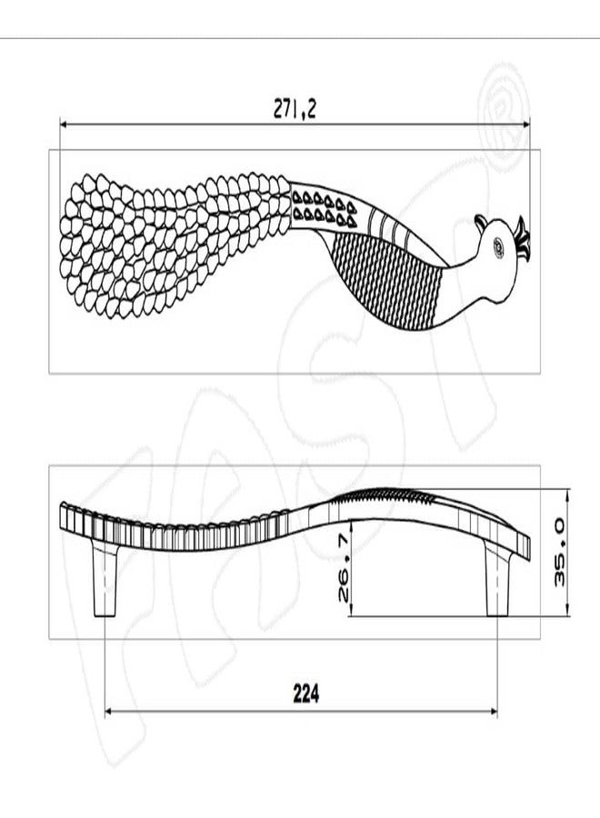 فاست مقابض أبواب عتيقة من النحاس الأصفر على شكل طاووس من FAST CP16 (12 بوصة، قطعتان) - Image 3